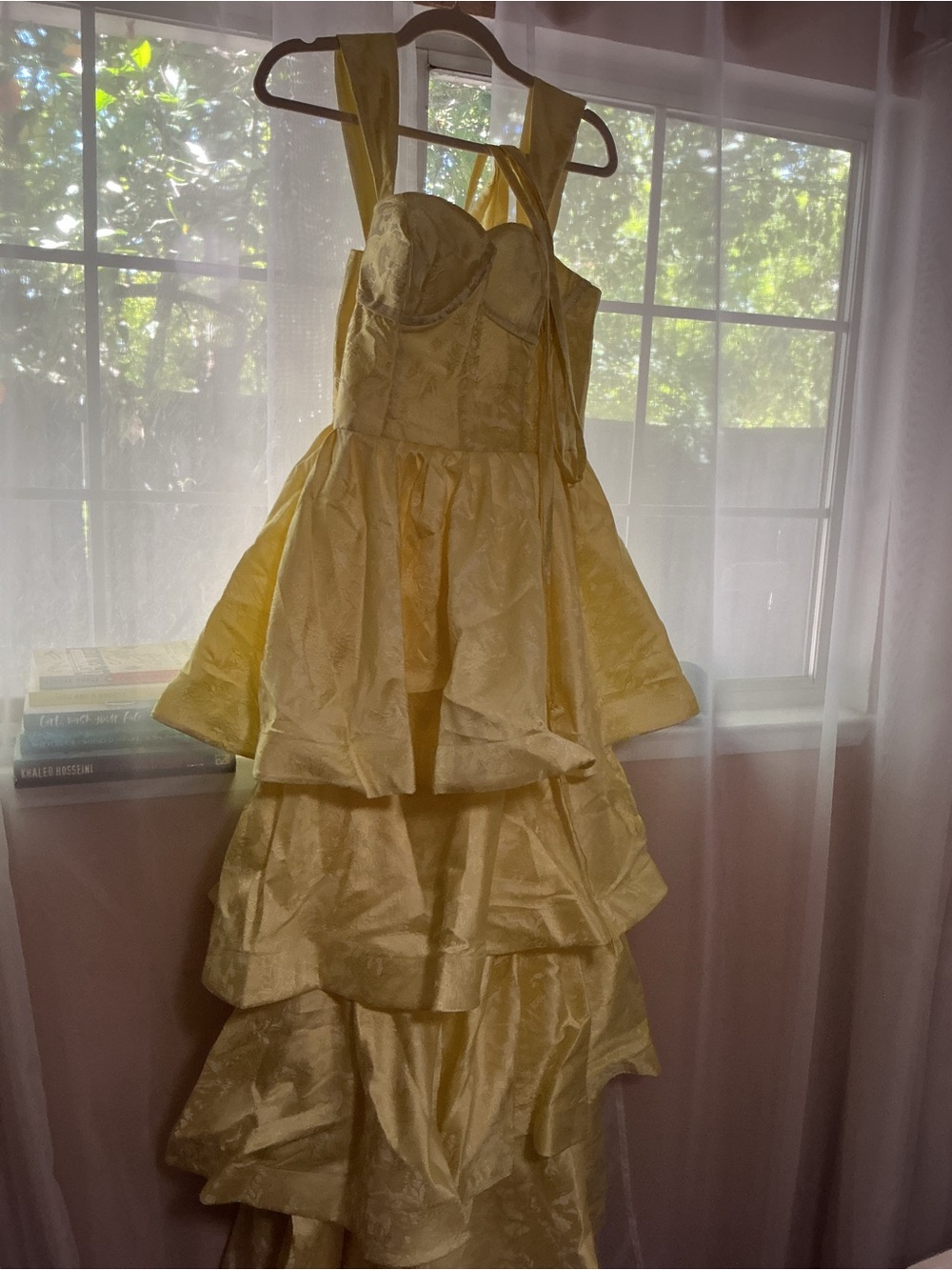 Yellow Tiered Ruffle Ball Gown